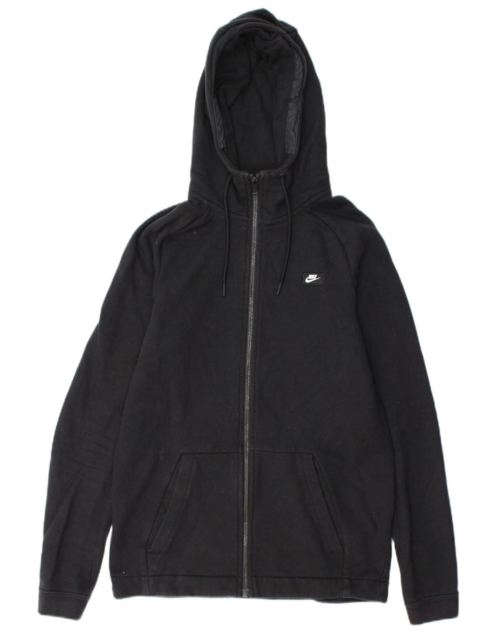 Suéter masculino Nike com capuz e zíper pequeno de algodão preto