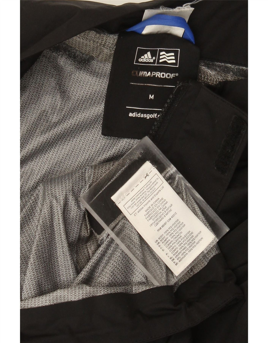 Adidas Mens Clima Proof Graphic Rain Jacket UK 38 Médio Preto Poliéster