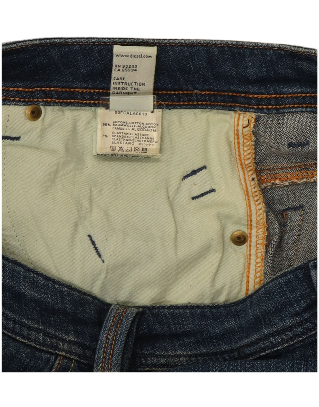 Jeans retos masculinos Diesel W30 L33 algodão azul