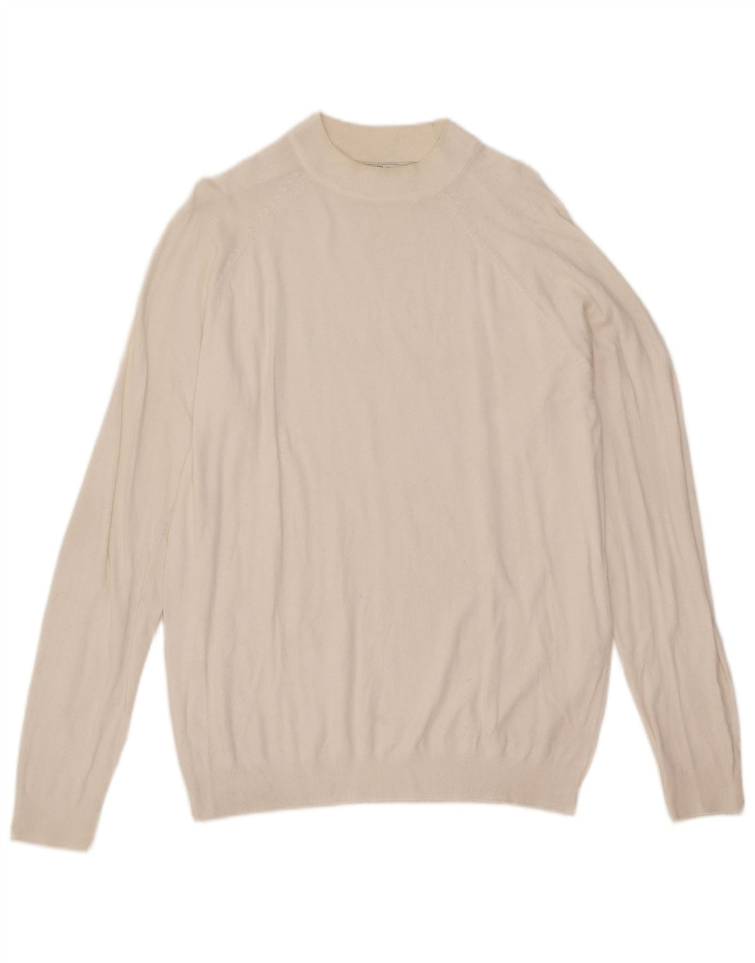 Zara Suéter masculino com gola redonda, viscose branca média