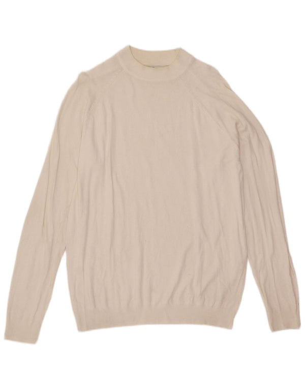 Zara Suéter masculino com gola redonda, viscose branca média