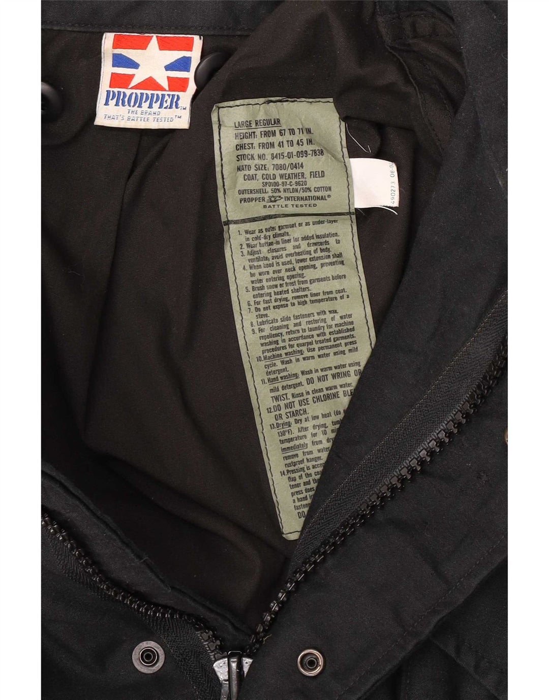 Jaqueta militar masculina adequada UK 40 grande nylon preto