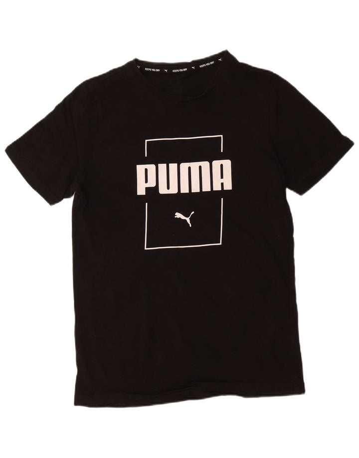 Puma Mens Graphic T-Shirt Top Pequeno Algodão Preto