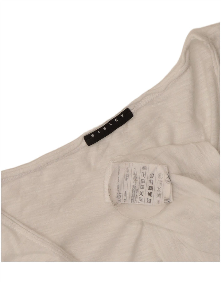 Top colete feminino Sisley UK 8 pequeno algodão branco