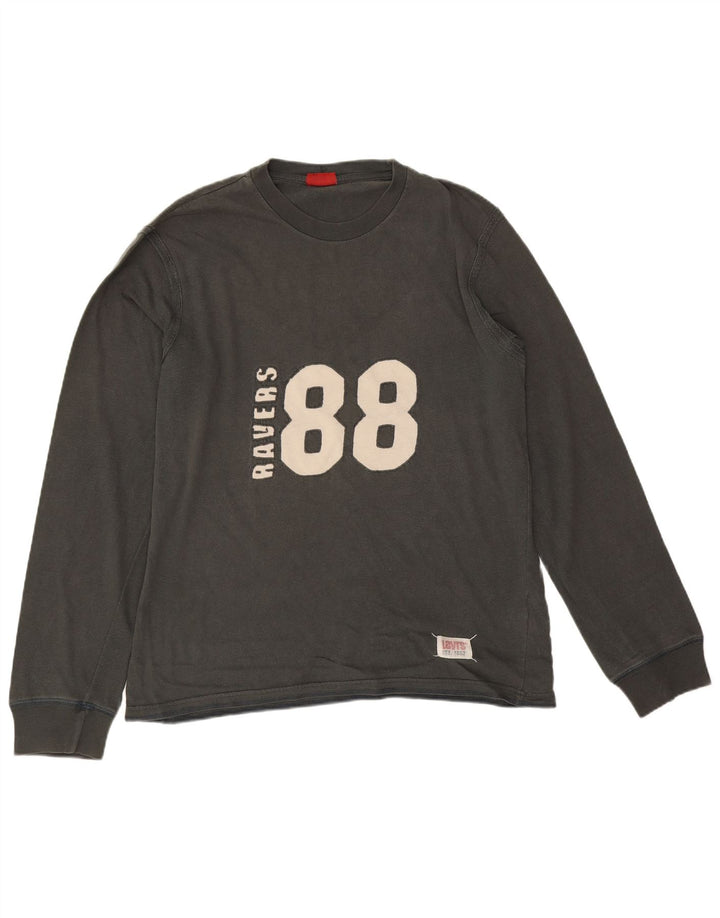 Top gráfico masculino Levi's manga comprida grande algodão cinza