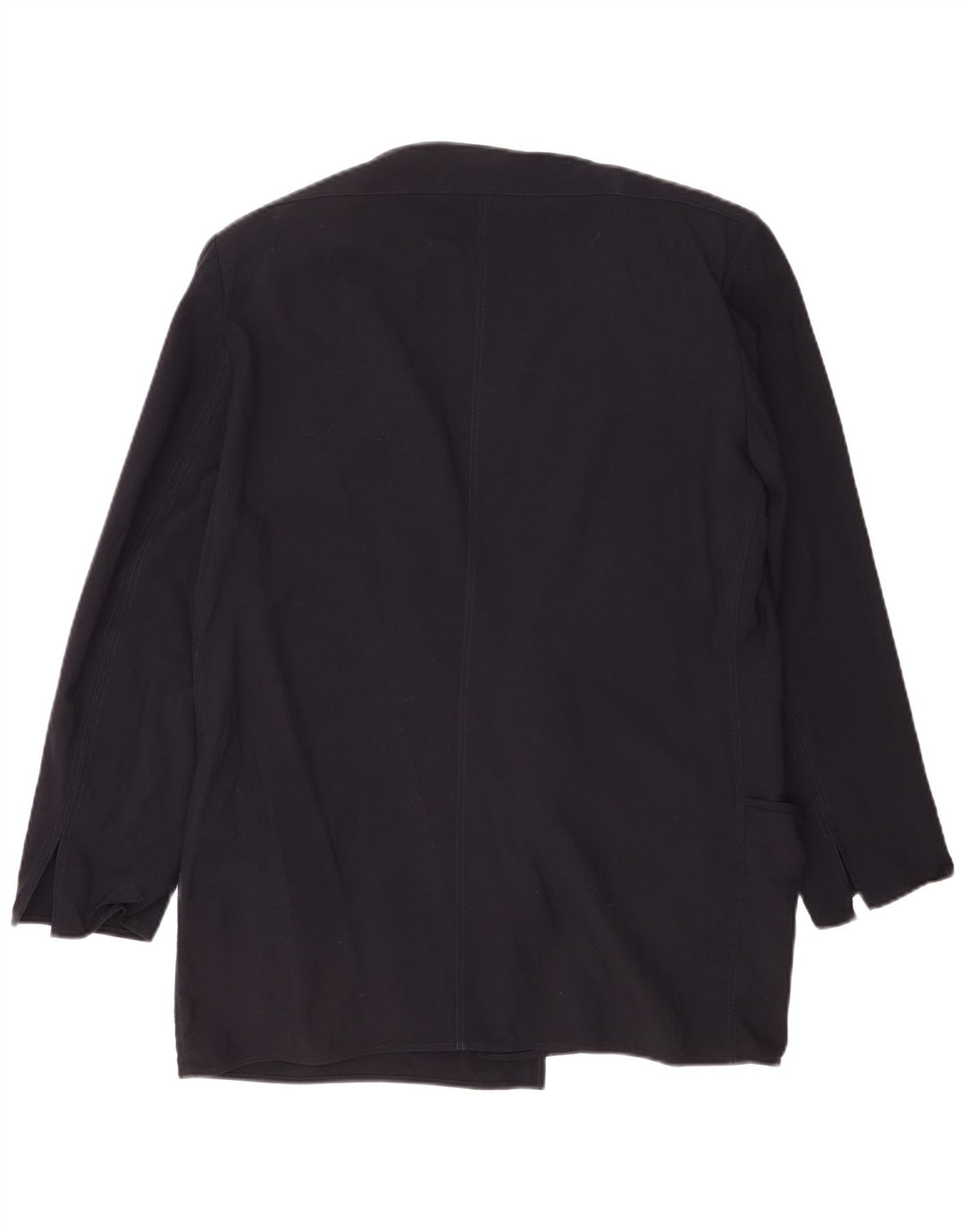 Jaqueta blazer aberta feminina vintage com ajuste solto IT 46 grande lã azul marinho