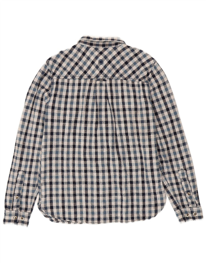 Camisa masculina de flanela Fat Face algodão xadrez azul médio