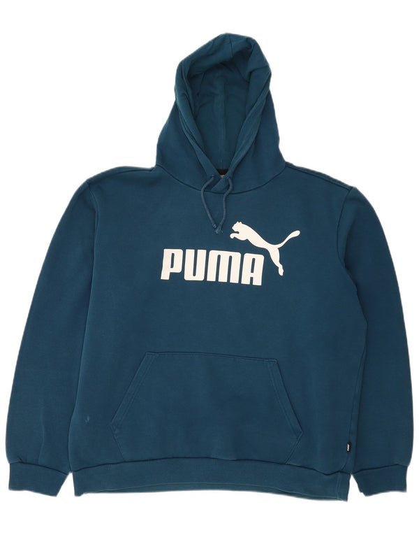 Suéter com capuz gráfico masculino Puma grande algodão azul