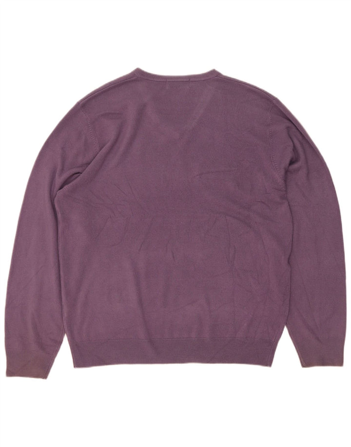 Suéter masculino Marks & Spencer Blue Harbor com decote em V grande roxo
