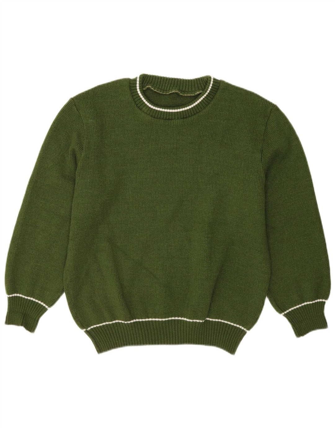 Suéter masculino VINTAGE com gola redonda verde médio