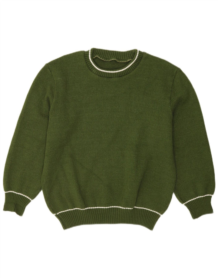Suéter masculino VINTAGE com gola redonda verde médio