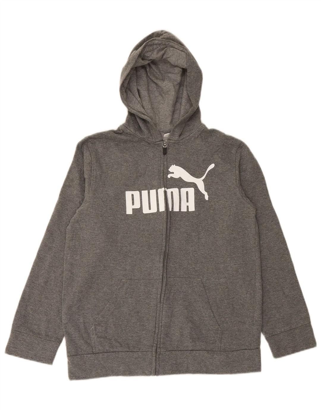 Suéter PUMA Boys Graphic Zip com capuz 12-13 anos grande algodão cinza