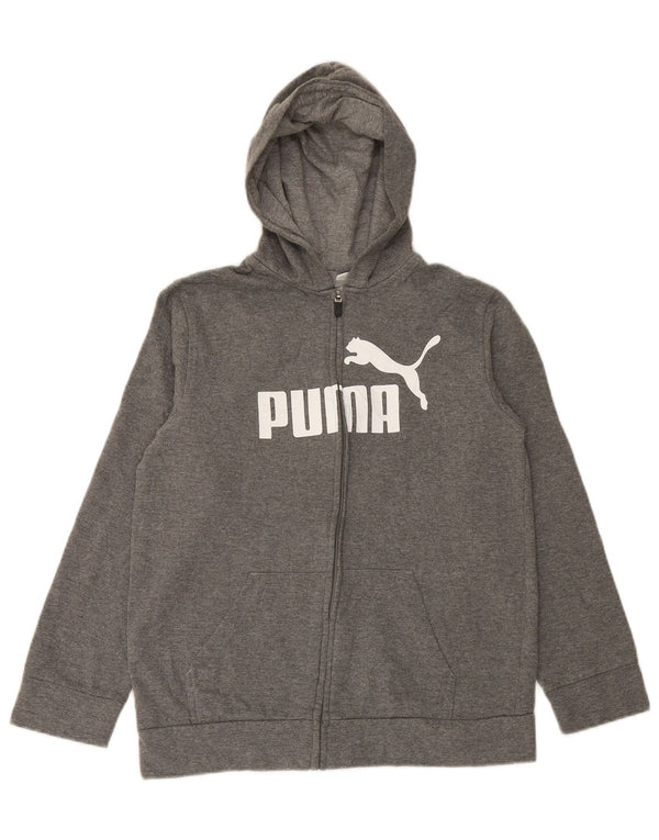 Suéter PUMA Boys Graphic Zip com capuz 12-13 anos grande algodão cinza