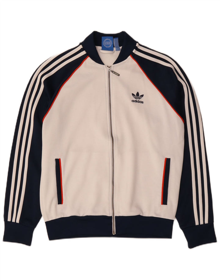 Adidas Mens Tracksuit Top Jacket Médio Branco Colourblock Poliéster