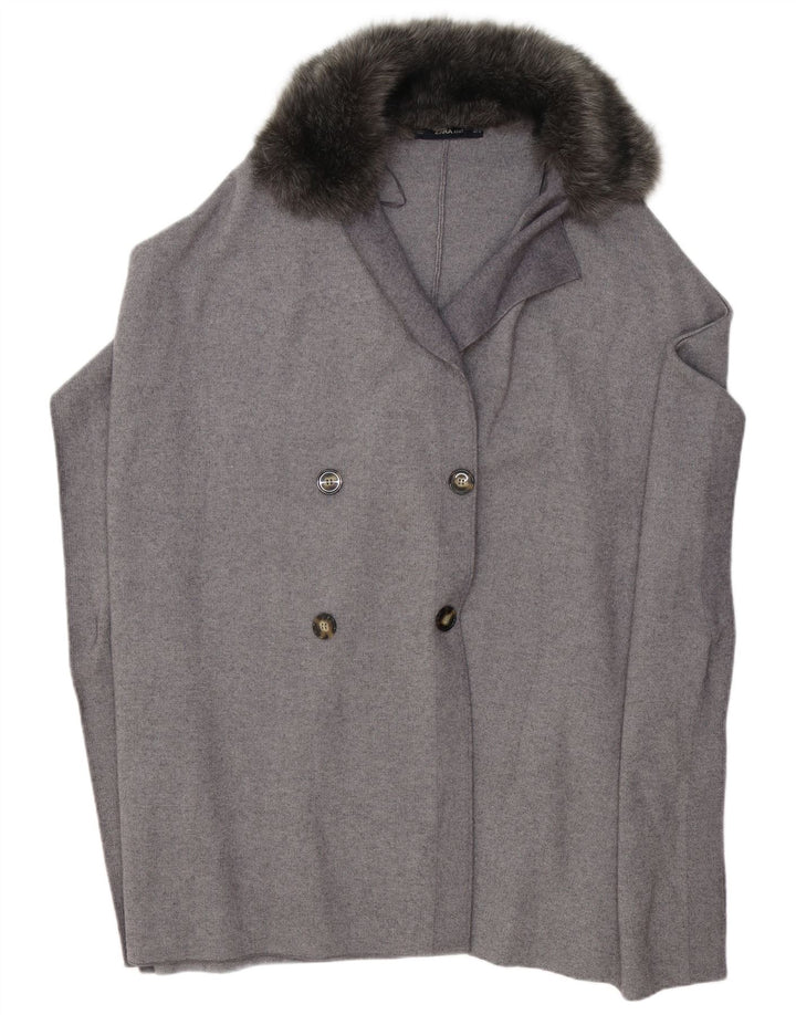 Casaco Poncho Feminino Zara UK 10 Viscose Cinza Pequeno