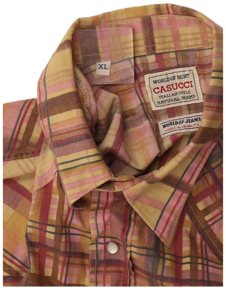 Camisa masculina Casucci Western sem mangas XL xadrez multicolorida