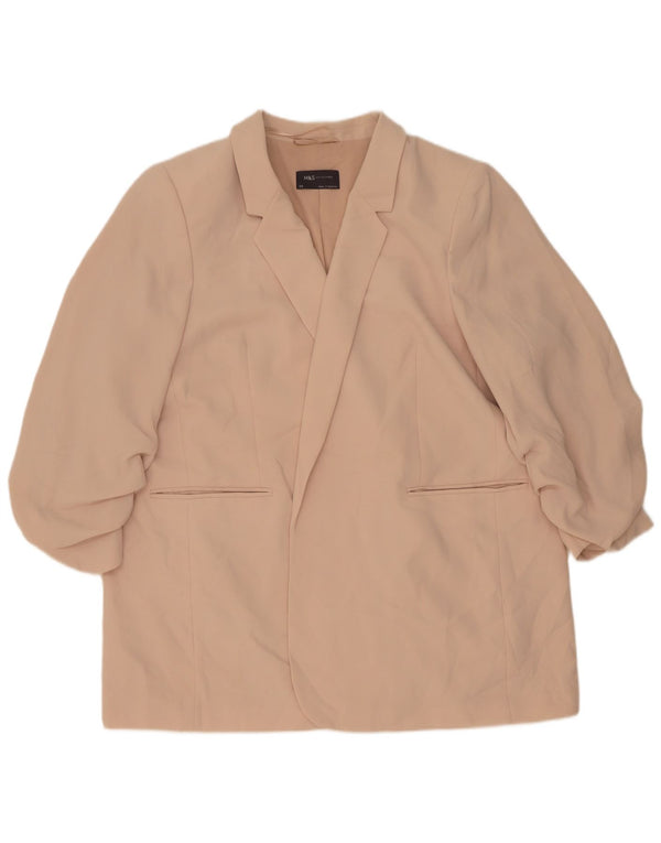 Jaqueta blazer feminina Marks & Spencer manga 3/4 aberta Reino Unido 24 4XL rosa