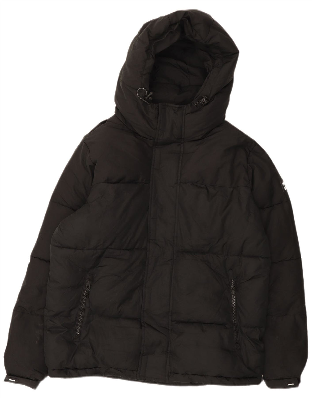 Jaqueta masculina acolchoada com capuz e ajuste solto ZARA Reino Unido 36 poliéster preto pequeno