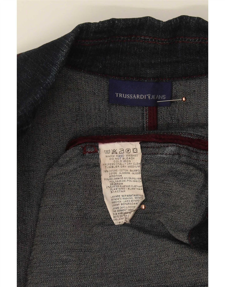 Trussardi Jeans Jaqueta blazer feminina de 3 botões IT 46 grande azul marinho