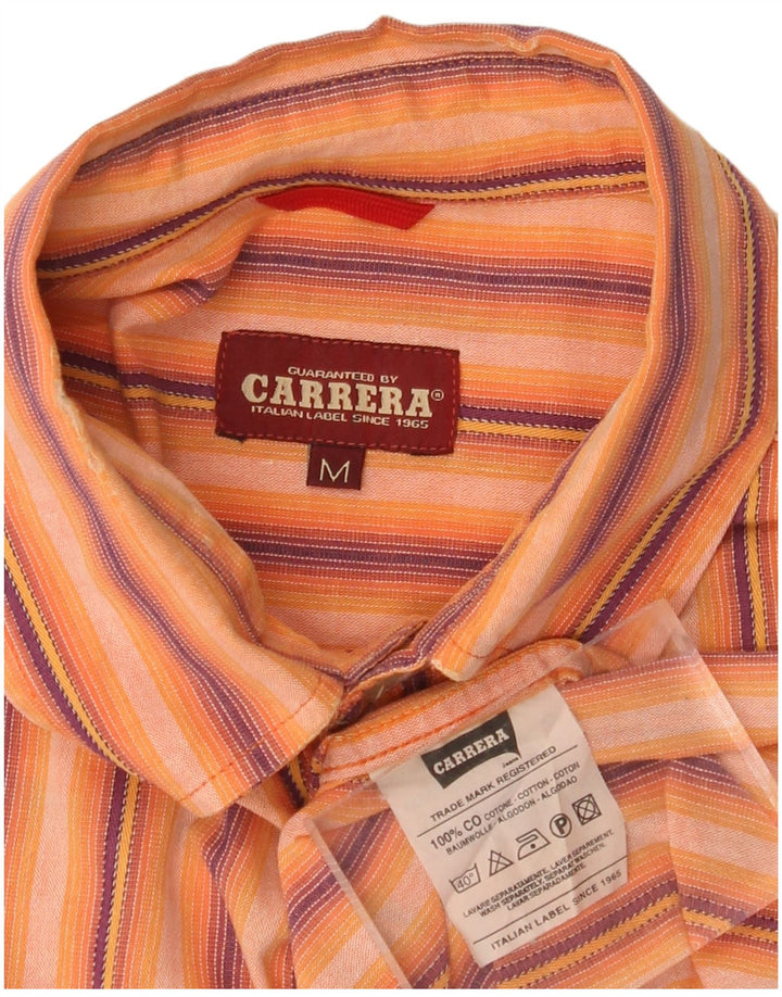 Camisa masculina CARRERA de algodão listrado laranja médio