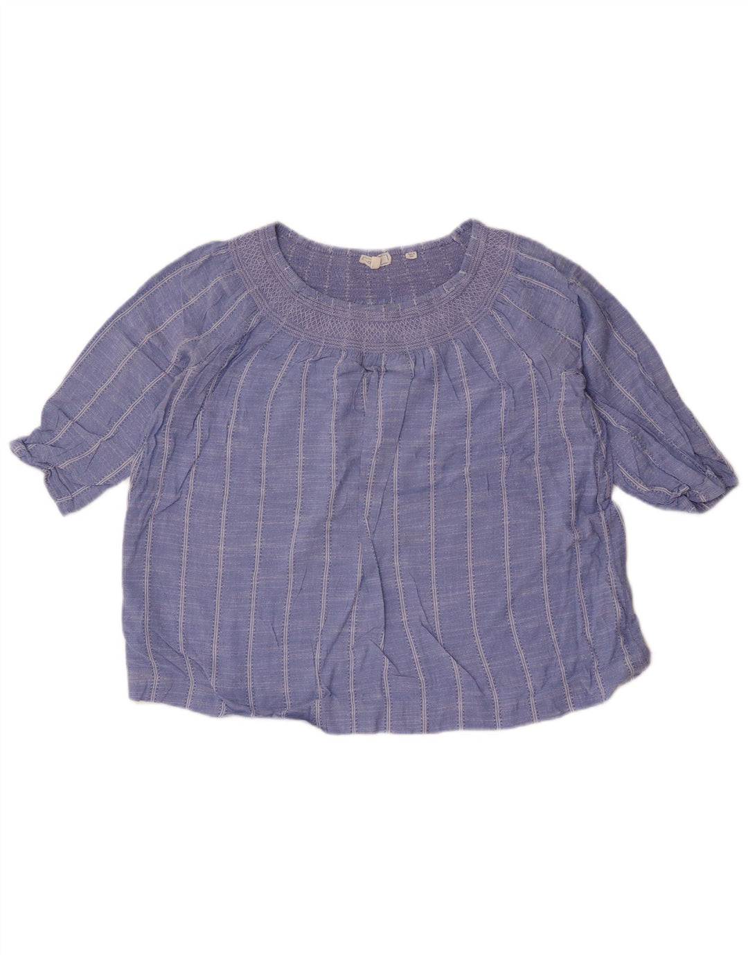 Fat Face feminino crop top oversized manga 3/4 Reino Unido 10 listrado azul pequeno