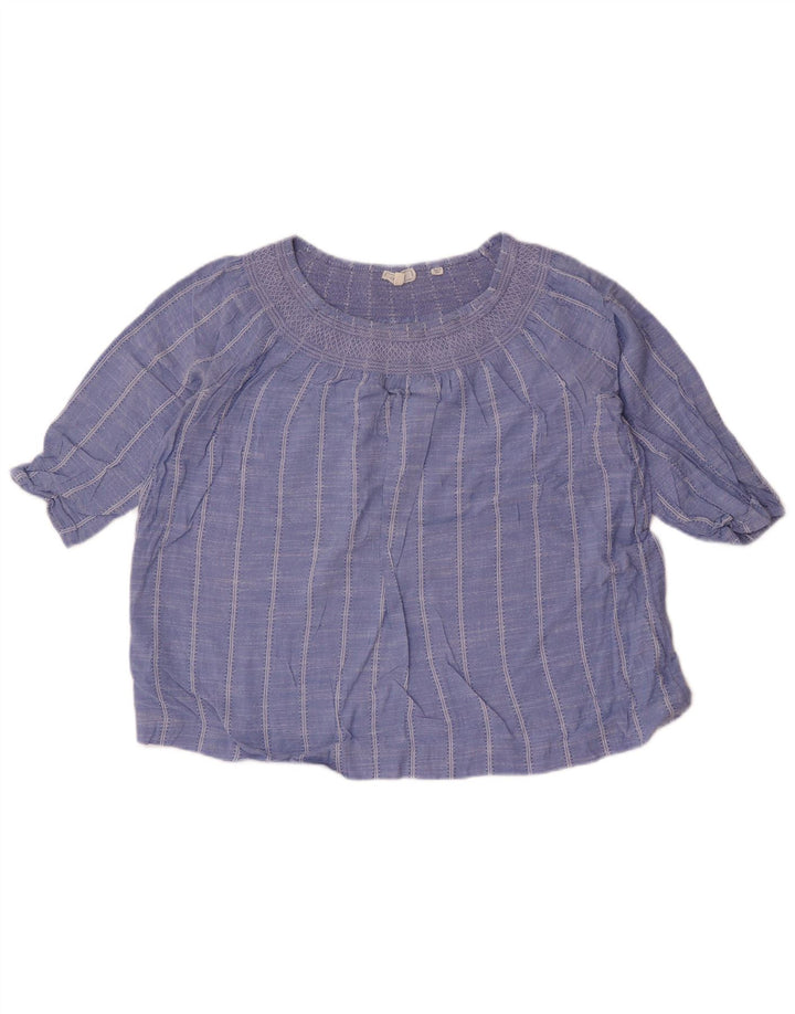 Fat Face feminino crop top oversized manga 3/4 Reino Unido 10 listrado azul pequeno
