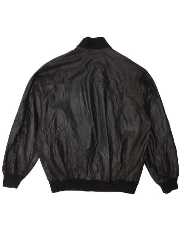 Jaqueta de couro bomber masculina vintage IT 54 2XL couro preto