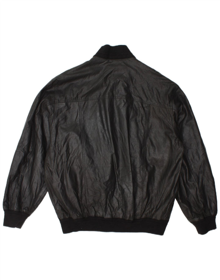 Jaqueta de couro bomber masculina vintage IT 54 2XL couro preto
