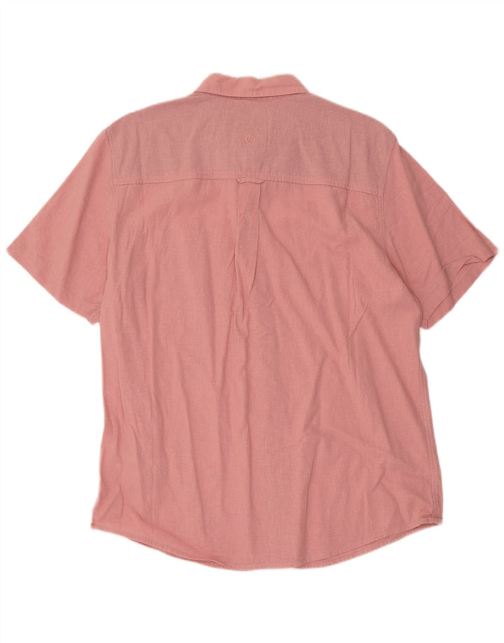 Camisa masculina de manga curta Fat Face linho rosa médio