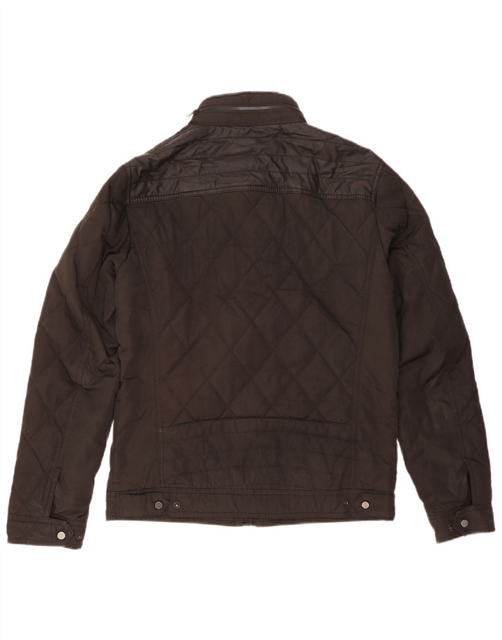Jaqueta masculina acolchoada com capuz ZARA UK 38 médio preto