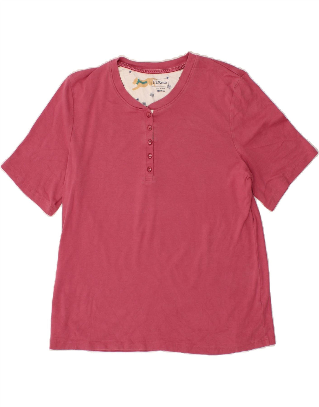 L.L.BEAN Womens T-Shirt Top UK 14 Large Pink Cotton Vintage L.L.Bean and Second-Hand L.L.Bean from Messina Hembry 