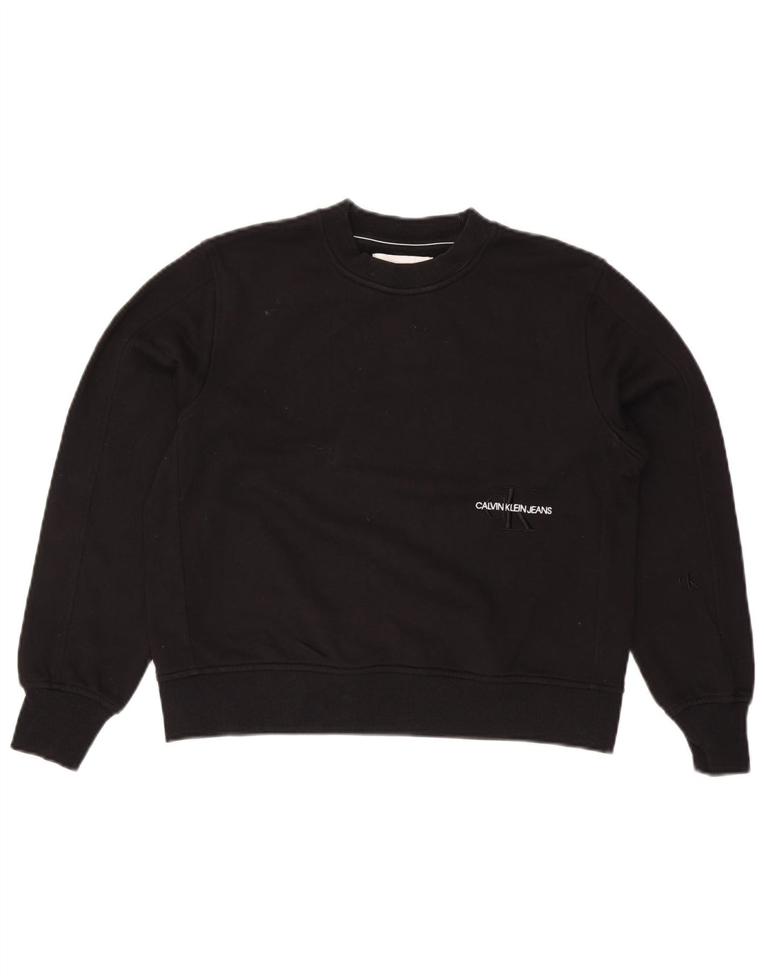 Calvin Klein Jeans moletom feminino oversized jumper UK 10 pequeno preto