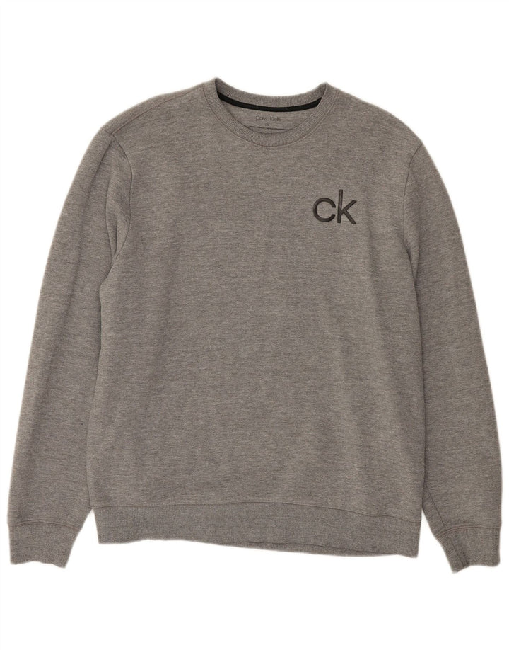 CALVIN KLEIN moletom masculino jumper grande cinza algodão clássico