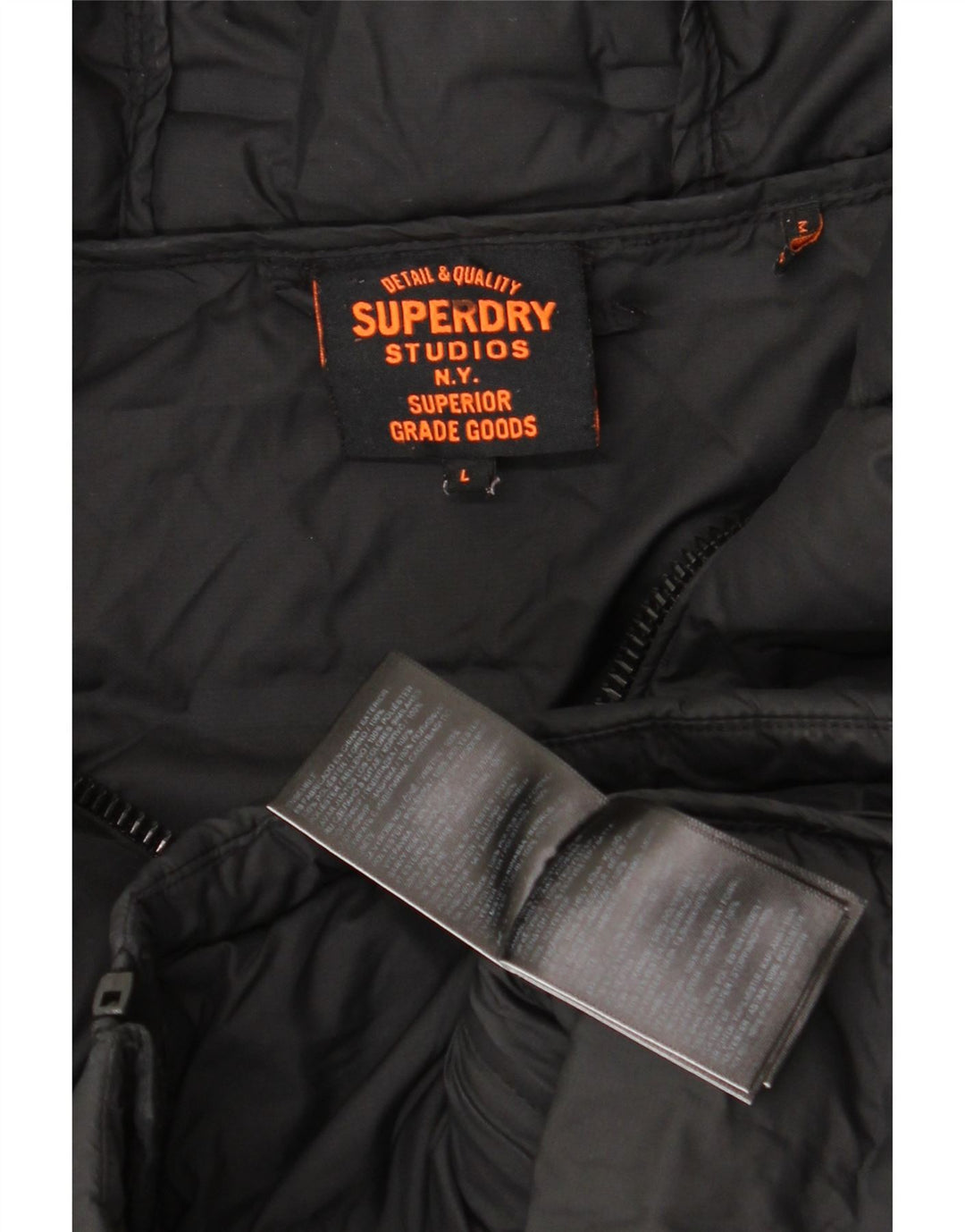 Jaqueta acolchoada com capuz masculina Superdry UK 40 grande poliéster preto