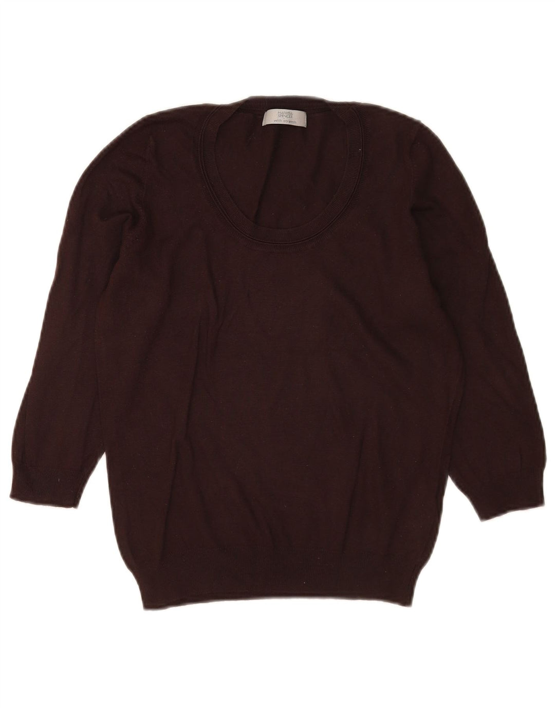 Suéter feminino Marks & Spencer com gola canoa Reino Unido 12 marrom médio