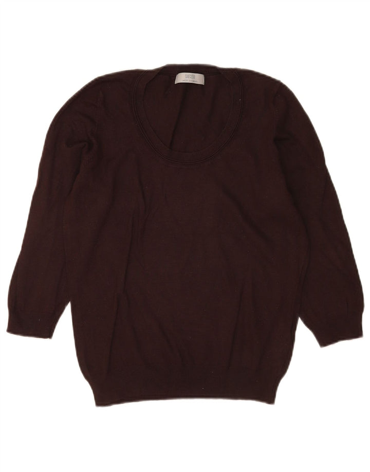 Suéter feminino Marks & Spencer com gola canoa Reino Unido 12 marrom médio