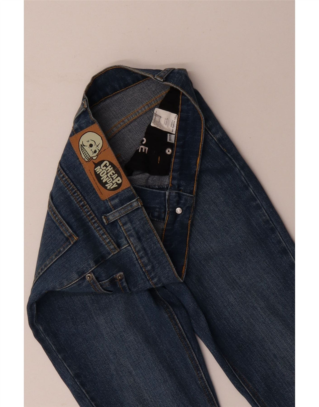 CHEAP MONDAY Jeans skinny feminino W27 L32 algodão azul