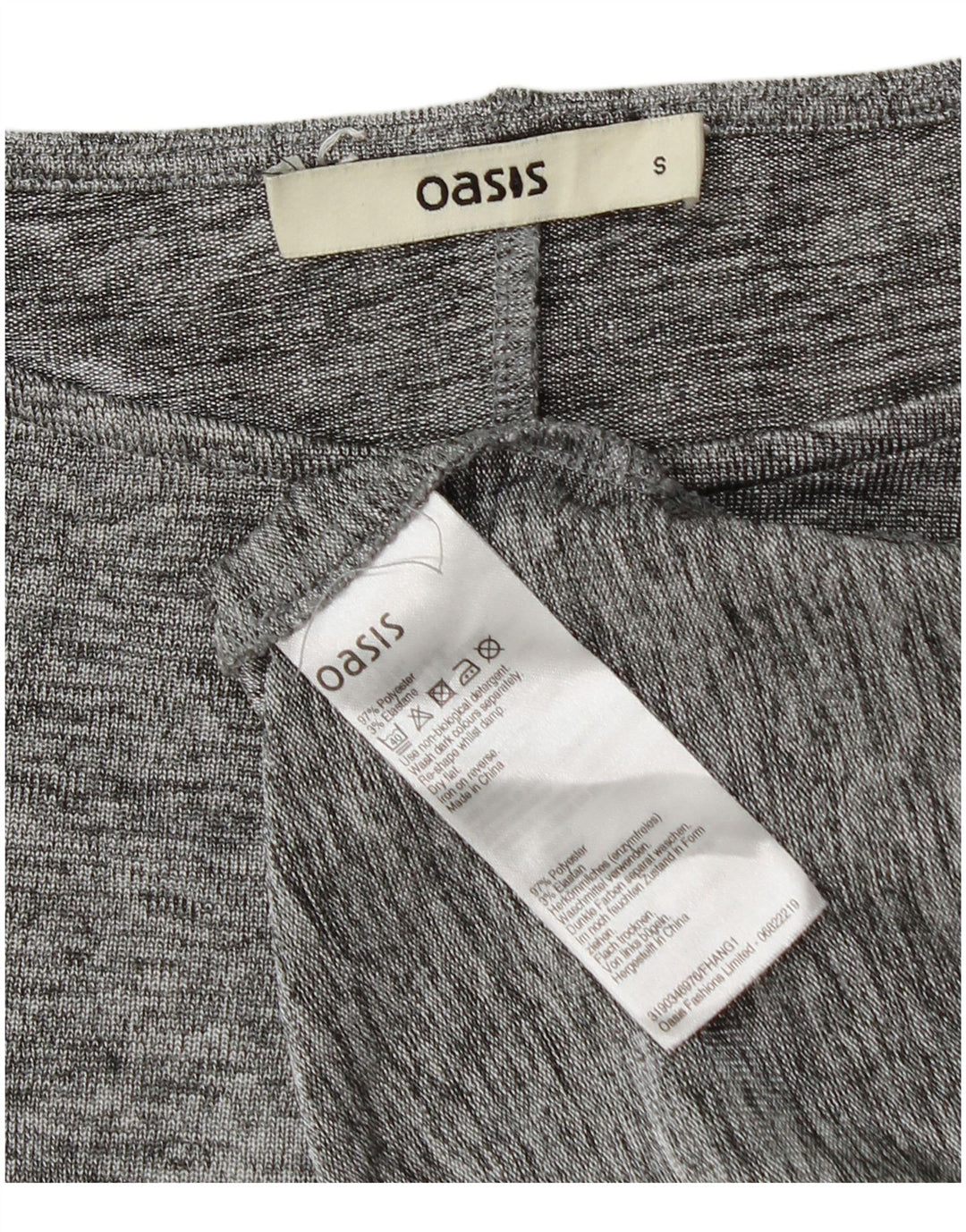 Camiseta feminina grande Oasis UK 10 poliéster manchado cinza pequeno