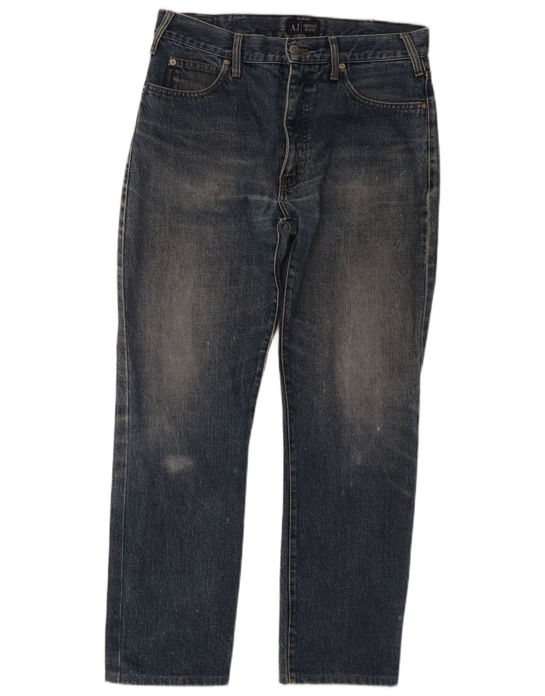 Calça jeans reta masculina Armani W34 L28 algodão azul marinho