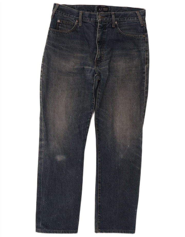 Calça jeans reta masculina Armani W34 L28 algodão azul marinho
