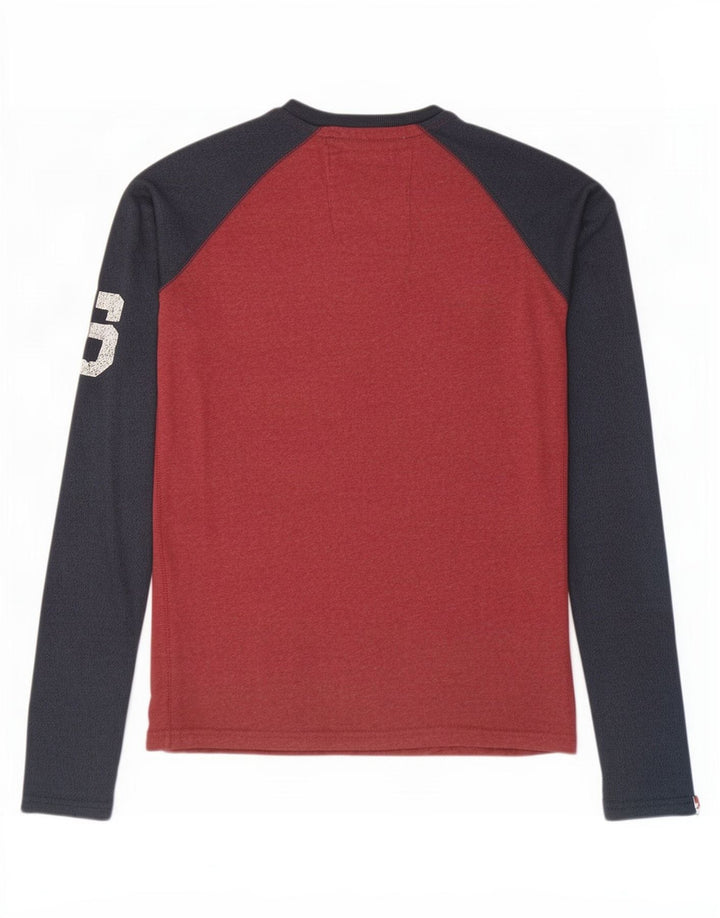 Top gráfico masculino Superdry manga comprida médio vermelho algodão colorblock