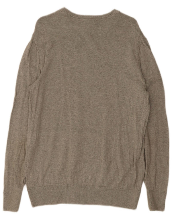 Suéter masculino Gap com gola canoa e algodão manchado cinza médio