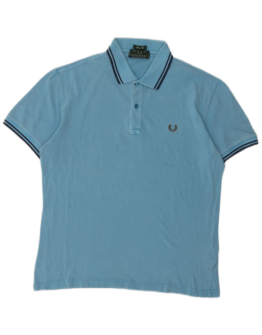Camisa polo masculina Slim Fit Fred Perry de algodão azul médio