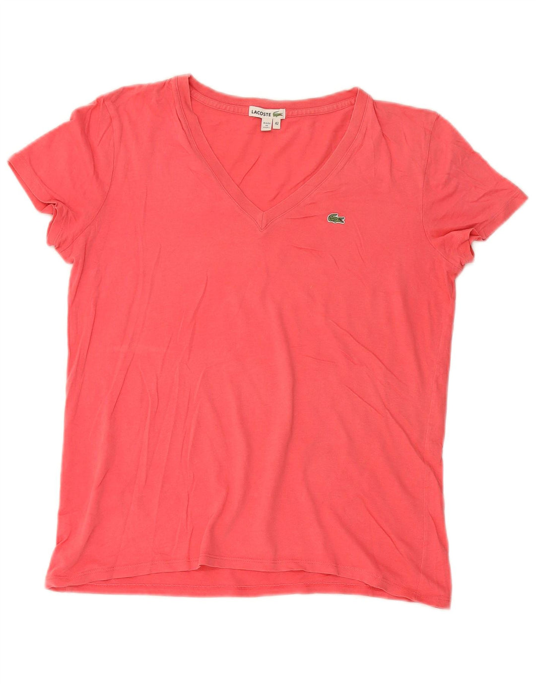Camiseta feminina Lacoste tamanho superior 42 grande algodão rosa