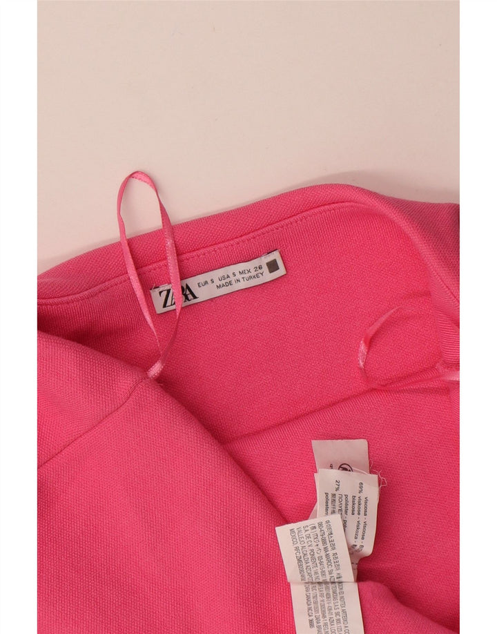 Vestido feminino sem alças Zara UK 8 pequeno viscose rosa
