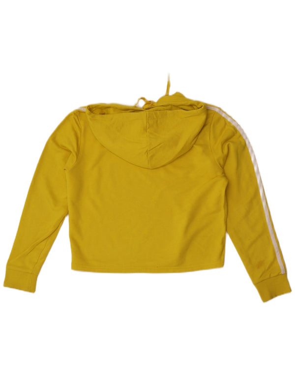 Adidas Womens Crop Hoodie Jumper UK 12/14 Médio Algodão Amarelo