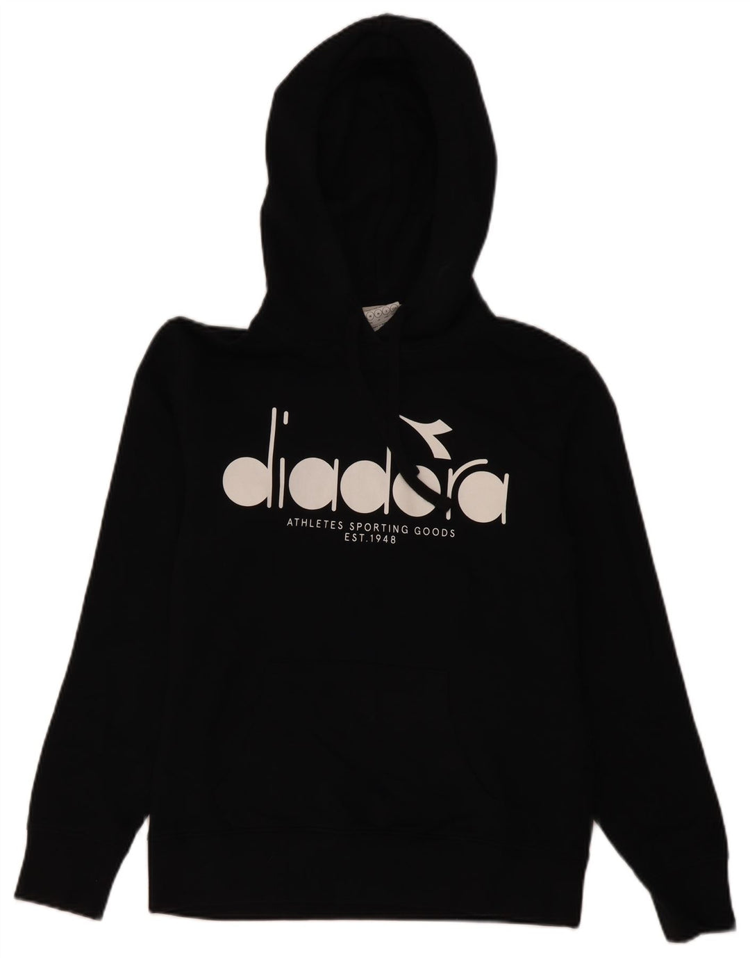 Diadora Mens Graphic Hoodie Jumper Médio Algodão Preto