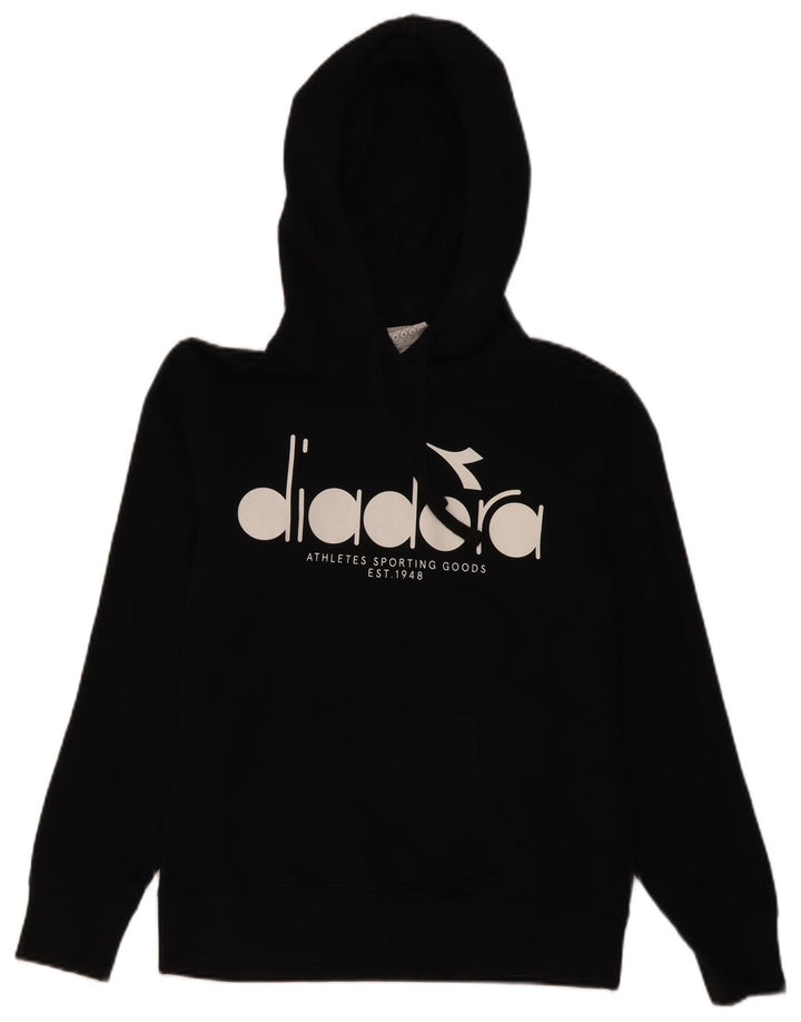 Diadora Mens Graphic Hoodie Jumper Médio Algodão Preto