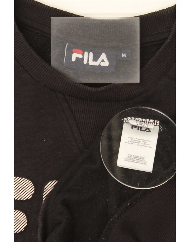 Fila Mens Graphic Moletom Jumper Médio Algodão Preto