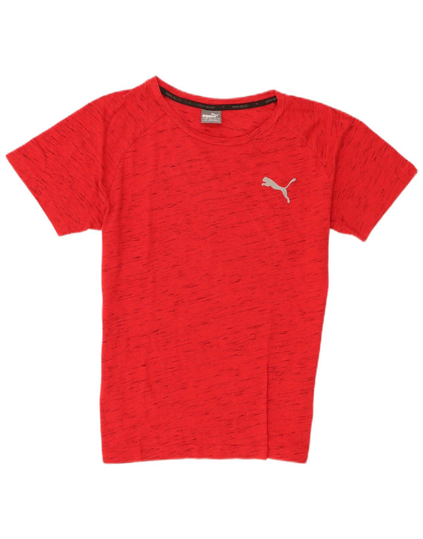 Camiseta masculina Puma pequena de algodão manchado vermelho